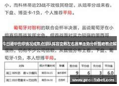 今日德甲伤停情况成焦点球队阵容变数左右赛果走势分析前瞻看点解